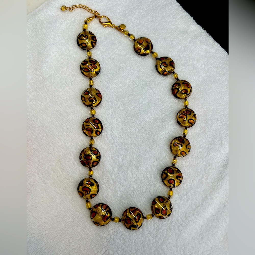 Stunning Murano Glass Leopard Animal Print Beaded Nec… - Gem